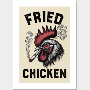 Fried chicken; funny; humor; humorous; silly; chicken; smoking; joint; pot; weed; grass; 420; marijuana; baked; stoner; Posters and Art